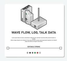 registrador de datos de conversación de registro de flujo de onda rtu trazo editable de vector simple