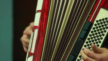 menselijk hand- spelen de accordeon video