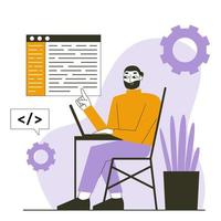 CMS development concept. Web-site content administration concept. Flat vector illustration