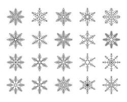 Snowflake line icons collection. vector