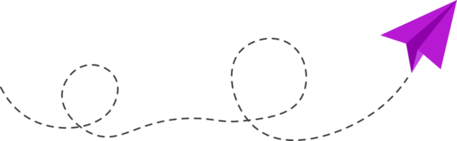 ruta de avión de papel de línea discontinua png