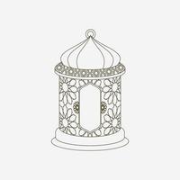 Editable Outline Style Isolated Standing Arabian Lantern Vector Illustration for Islamic Occasional Theme Purposes Such as Ramadan and Eid Also Arab Culture Design Needs