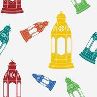 Editable Arab Lanterns Vector Illustration in Flat Monochrome Style With Various Colors as Seamless Pattern for Creating Background of Islamic Occasional Theme Such as Ramadan and Eid or Arab Culture