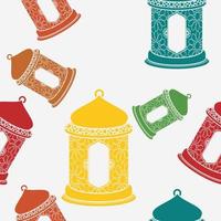 Editable Flat Monochrome Style Arab Lanterns Vector Illustration With Various Colors as Seamless Pattern for Creating Background of Islamic Occasional Theme Such as Ramadan and Eid or Arab Culture