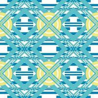 Abstract seamless pattern with yellow circle, green diamond and blue stripe on white background. vector
