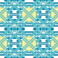 Abstract seamless pattern with yellow circle, green diamond and blue stripe on white background. vector