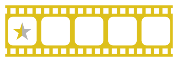 Visual of the Five 5 Star Sign in the Film Stripe Silhouette. Star Rating Icon Symbol for Film or Movie Review, Pictogram, Apps, Website or Graphic Design Element. Rating 0,5 Star. Format PNG