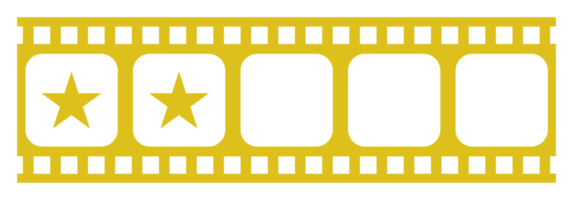 Visual of the Five 5 Star Sign in the Film Stripe Silhouette. Star Rating Icon Symbol for Film or Movie Review, Pictogram, Apps, Website or Graphic Design Element. Rating 2, Star. Format PNG