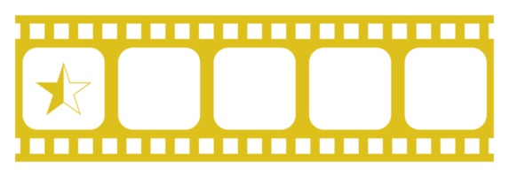 Visual of the Five 5 Star Sign in the Film Stripe Silhouette. Star Rating Icon Symbol for Film or Movie Review, Pictogram, Apps, Website or Graphic Design Element. Rating 0,5 Star. Format PNG