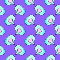 Heart in a bubble, seamless pattern on purple background. vector