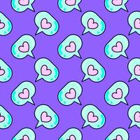 Heart in a bubble, seamless pattern on purple background. vector