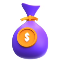 icono 3d de la bolsa de dinero png