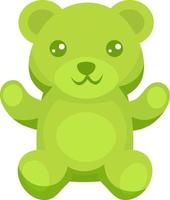 Green gummy bear, illustration, vector on white background.