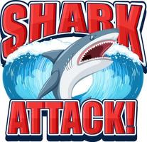 icono de ataque de tiburón con personaje de dibujos animados de tiburón vector