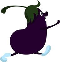 Running eggplant , illustration, vector on white background