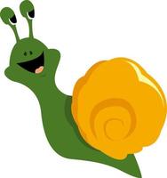 Snail drawing, illustration, vector on white background.