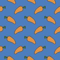 Small carrots, seamless pattern on blue background. vector