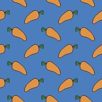 Small carrots, seamless pattern on blue background. vector