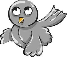 Grey bird, illustration, vector on white background.