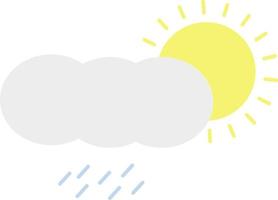 Sun with heavy rain, icon illustration, vector on white background