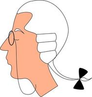 Nobleman with glasses, illustration, vector on white background.