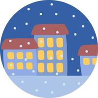 edificio cubierto de nieve, ilustración, vector, sobre un fondo blanco. vector