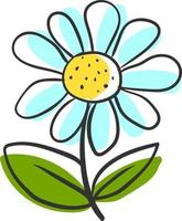 Flower drawing, illustration, vector on white background.