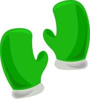 Green mittens, illustration, vector on white background.