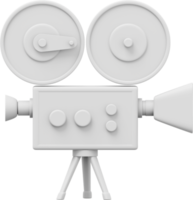 Vintage weiße Filmkamera im Cartoon-Stil. lustige Retro-Videokamera. 3D-Rendering. png-Symbol auf transparentem Hintergrund png