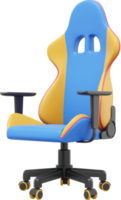 Multicolored gaming armchair, side view. 3d rendering. PNG icon on transparent background.