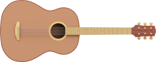 guitarra acústica realista, vista frontal. representación 3d icono png sobre fondo transparente.