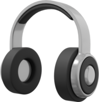 Wireless headphones side view. Gray PNG icon on a transparent background. 3D rendering.