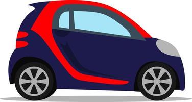 Blue small car, illustration, vector on white background