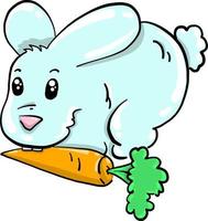 Bunny with carrot , illustration, vector on white background