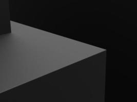 podio o pedestal de plataforma negra mínimo vacío para la presentación del producto. escaparate de stand vacío. plantilla en blanco para publicidad. fondo negro abstracto. representación 3d foto