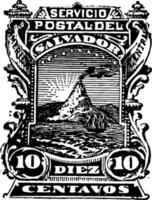 Salvador Diez Centavos Stamp in 1887, vintage illustration. vector