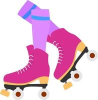 Pink roller skates, illustration, vector on white background.