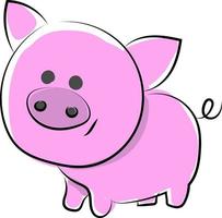 Cute pig, illustration, vector on white background.