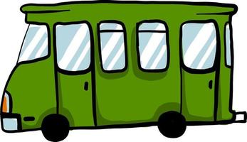 Green bus, illustration, vector on white background