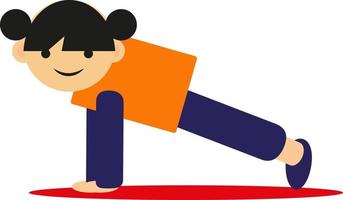 Yoga asana plank, illustration, vector on a white background.