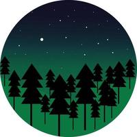 Forest in the night ,illustration, vector on white background.