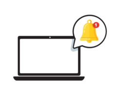 computadora portátil con chat de burbuja de notificación png