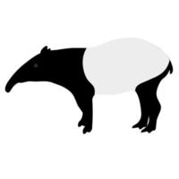 tapir vectorial sobre un fondo blanco. diseño de animales en blanco y negro. ideal para logotipos de animales y carteles sobre animales raros vector