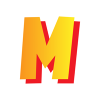 Letter m, comic style typeface with transparent background. png file