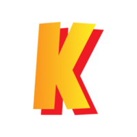 Letter k, comic style typeface with transparent background. png file