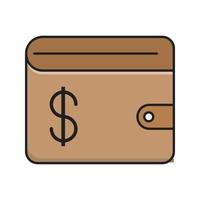 Ilustración de vector de billetera en un fondo. Símbolos de calidad premium. Iconos vectoriales para concepto y diseño gráfico.
