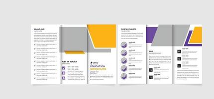 Kids back to school education admission trifold brochure template, school trifold brochure design, kids academy brochure template layout vector