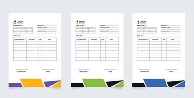 Minimal Corporate Business Invoice design template vector illustration bill form price invoice. Creative invoice template