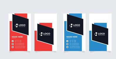 Vertical business card print template. Personal business card with company logo.Clean flat design vector