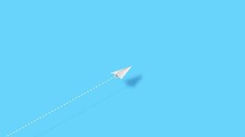 Papierflieger fliegen über den Himmel. Stoppen Sie die Bewegungsanimation. Origami-Papierflugzeugfliegen von fließender Linie weißes Papierflugzeug auf schwarzem Hintergrund. innovatives Geschäftskonzept. feuerwerk des frohen neuen jahrestextes video